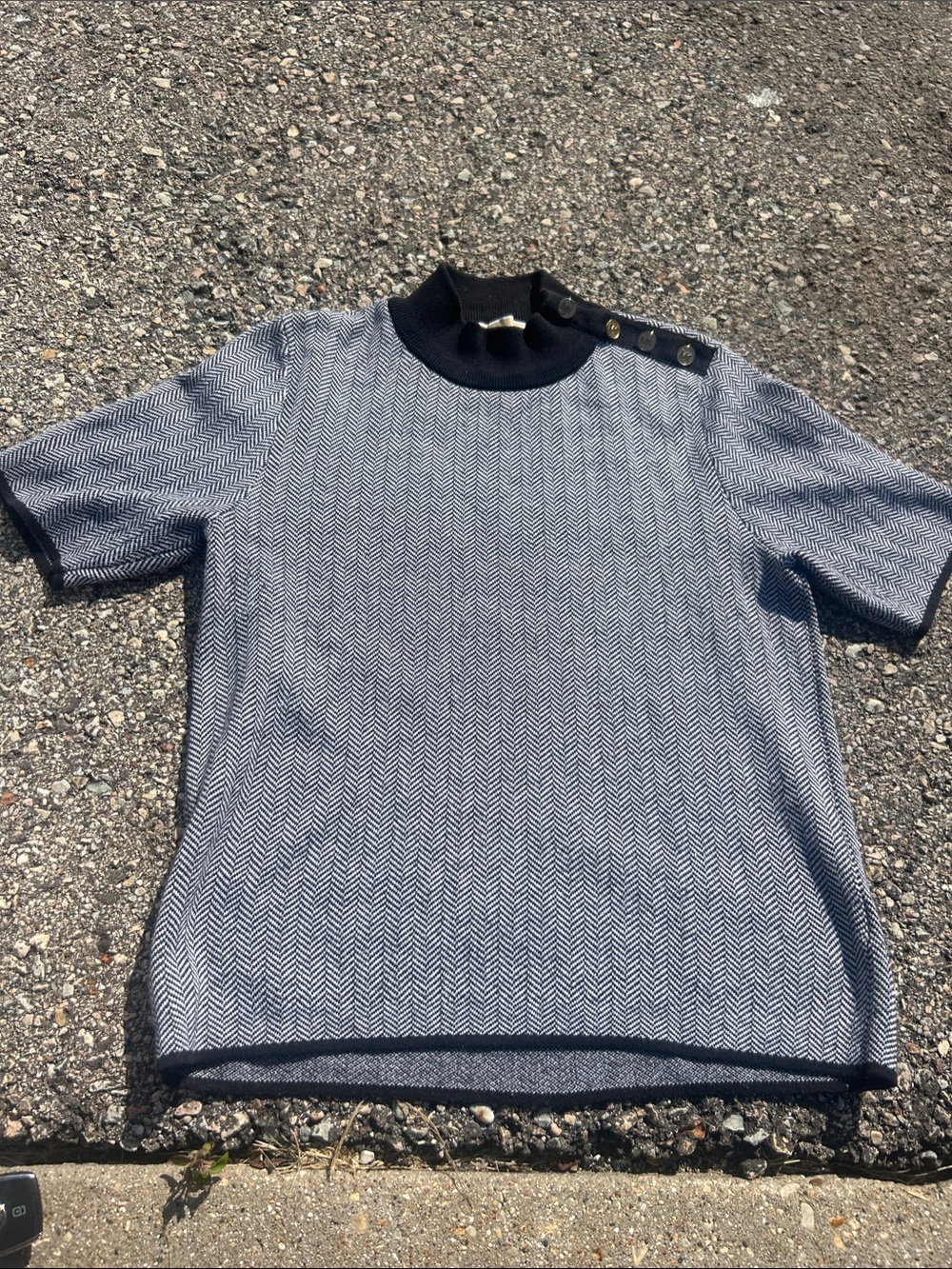 MICHAEL Michael Kors dark grey & White Herringbone Short-Sleeve Crewneck Sweater